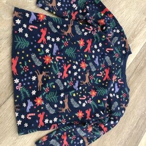 2 Hanna Andersson Holiday Print Tops & 1 PJ Zippie Bundle